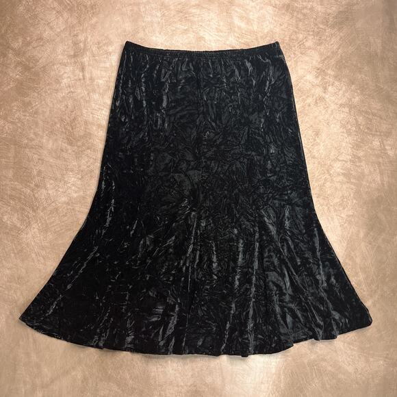 Spanner Black Patterned Velour Maxi Skirt Elastic Waist Whimsigoth Goth Witchy - Picture 5 of 5
